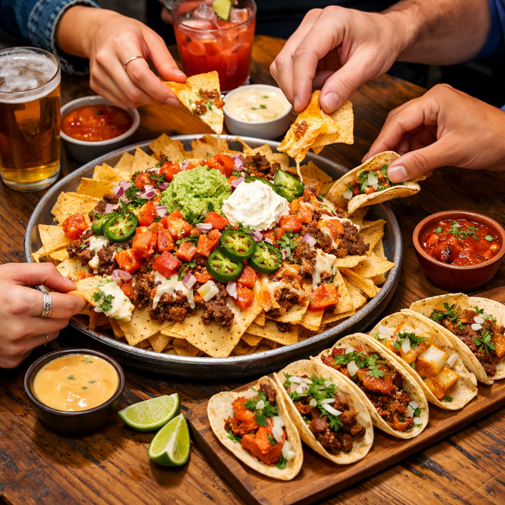 group sharing affordable Mexican food