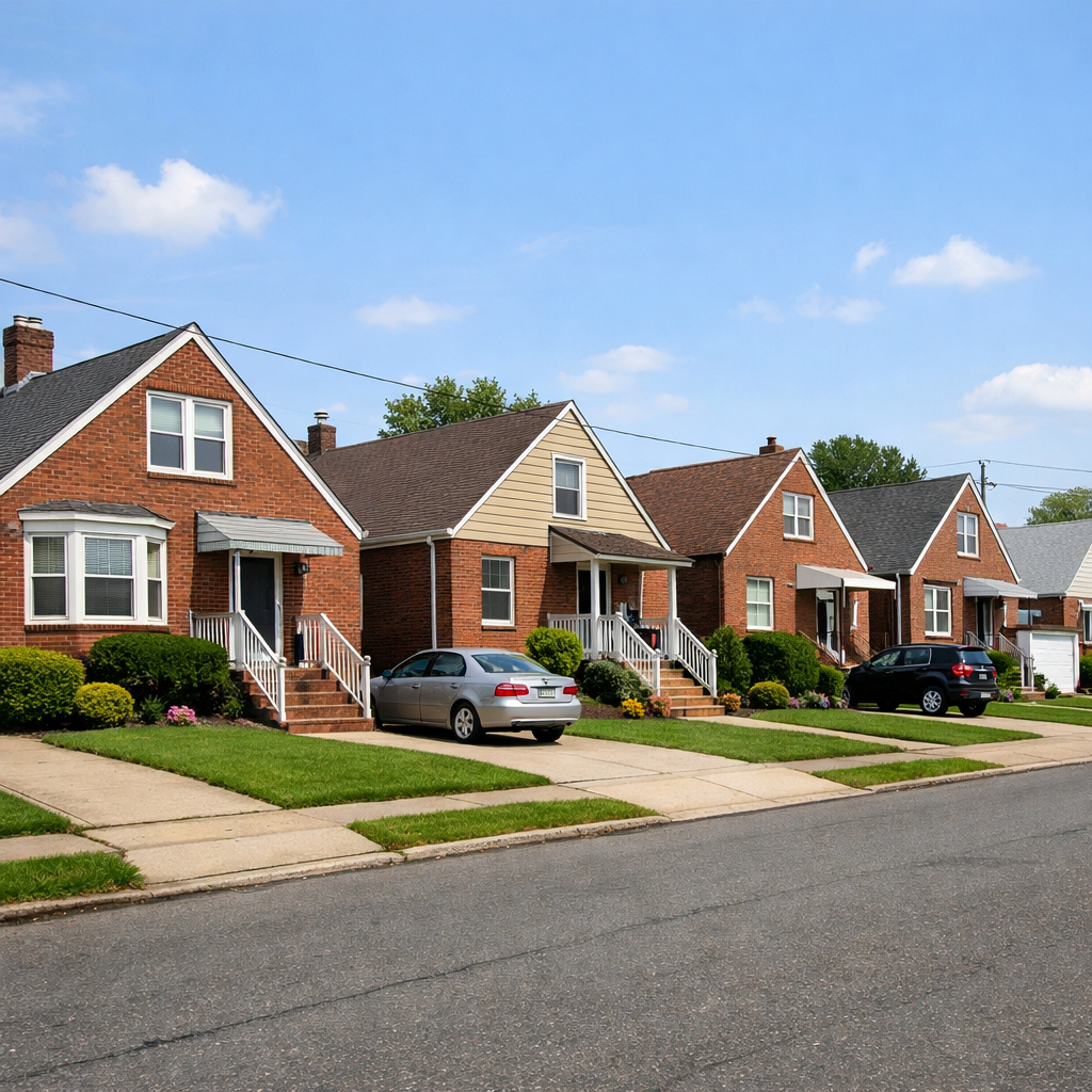 modest single-family homes on a residential street