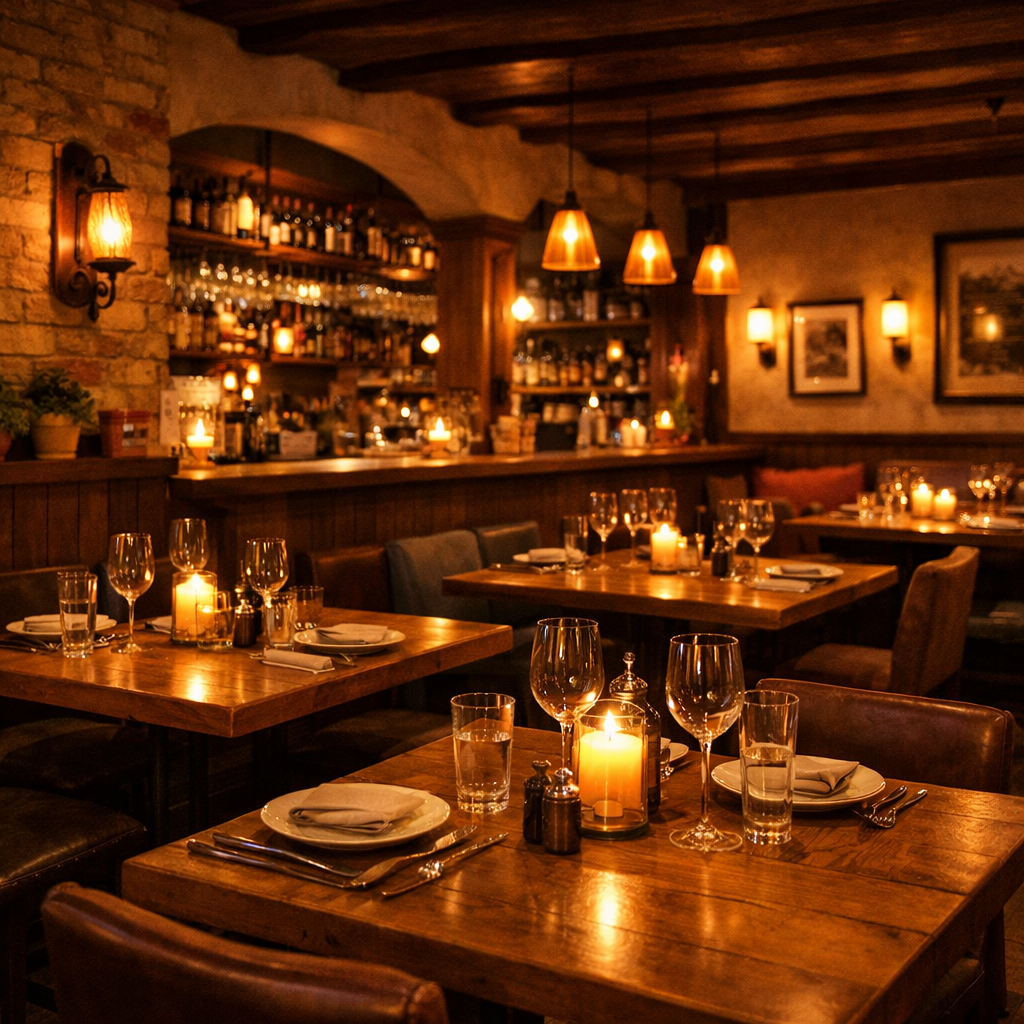 inviting restaurant atmosphere with warm decor